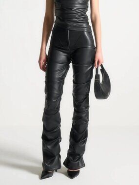 Maniere De Voir Caroline Pant Taked Faux Leather High Rise Fet Dom Vegan
